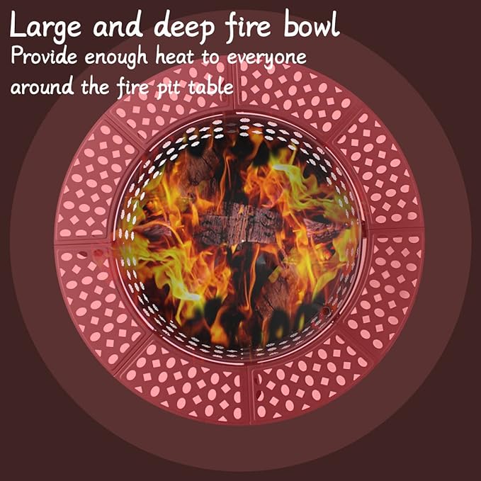 36 Inch Fire Pit with 2 Grills, Wood Burning Fire Pits for Outside with Lid, Poker and Round Waterproof Cover, BBQ& Outdoor Firepit & Round Metal Table 3 in 1 for Patio, Picnic, Party