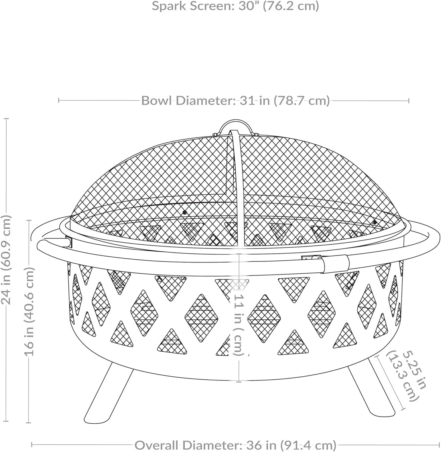 Teamson Home Round Steel Outdoor Fire Pit Outside Wood Burning Firepit Bonfire with Firebowl, Poker, Mesh Screen for Patio Garden Backyard BBQ, 30 Inch, Black